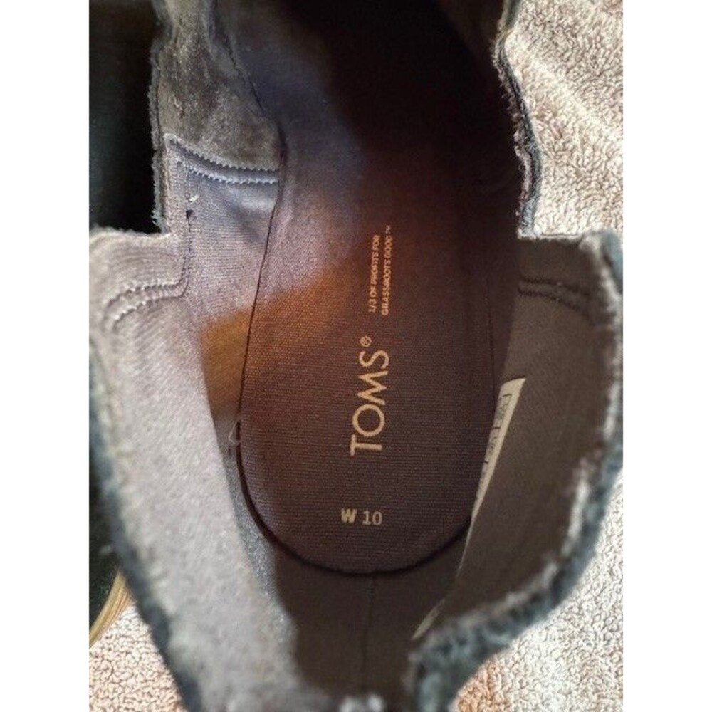 TOMS Women's Kallie Cutout‎ Black Suede Booties Boot sz 10 Wedge Heel Ankle EUC - Picture 4 of 9